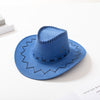 Parent-Child Summer Travel Sunscreen Suede Leather Western Cowboy Hat Men Women Kids Big Wide Brim Sun Jazz Cosplay Cap W2