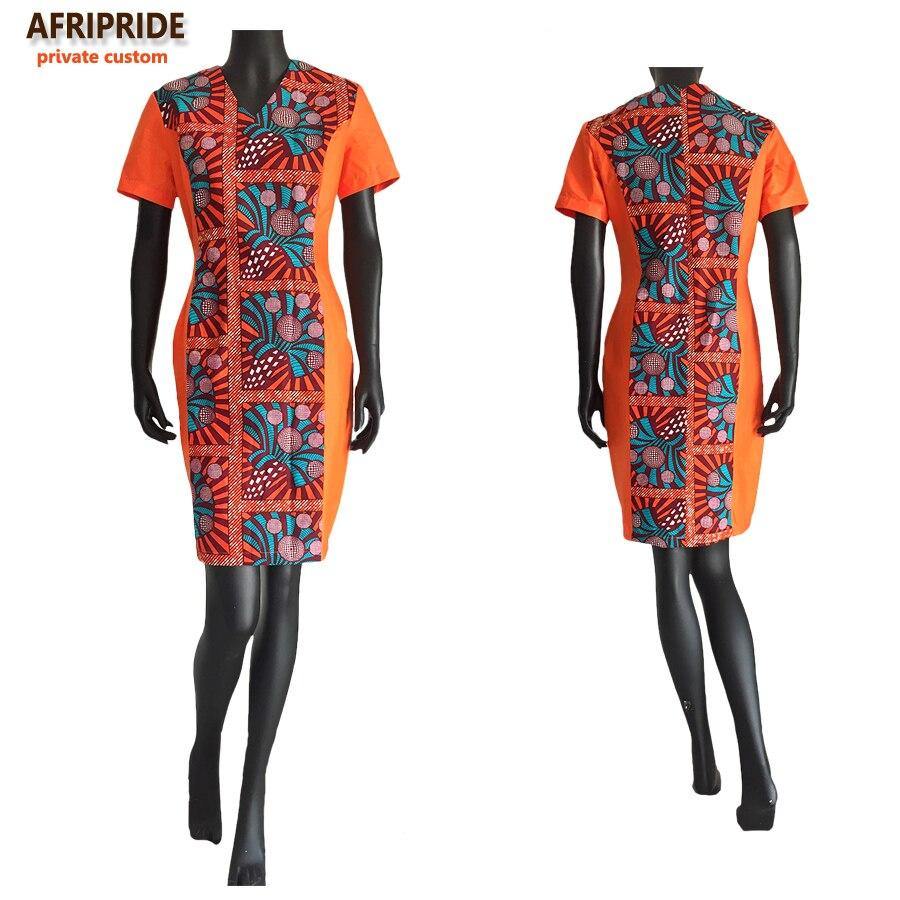 plus size african women dress AFRIPRIDE private custom short sleeve knee-length casual fall dress pure cotton linings A722557 - Surprise store