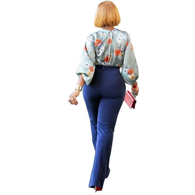 Front Metal Chain Button High Waist Wide Leg Pants Women Fashion Elegant Blue Work Business Casual Pants Palazzo Pants Trousers - Surprise store