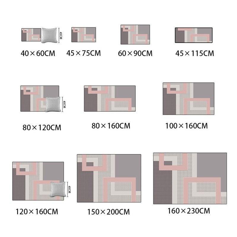 Nordic Simple Style Large Size Area Rugs Geometric Pink Grey Carpet for Living Room Anti-Slip Kids Bedroom Sofa Chair Floor Mat - Surprise store