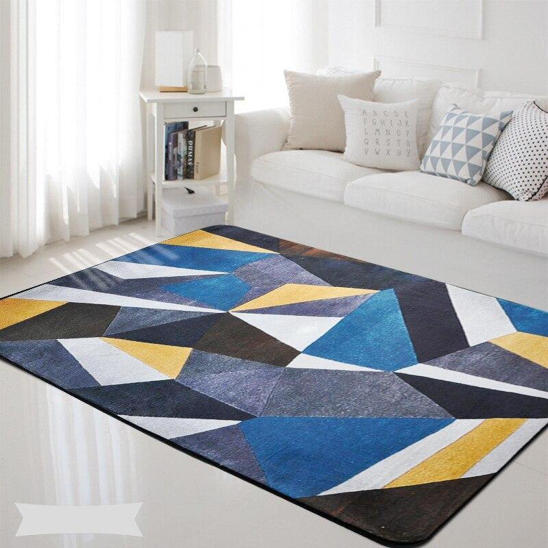 Geometric Nordic Blue Grey Printed Rectangle Carpet Rugs Living Room Bedroom Tapete Non-Slip Children Kids Soft Play Floor Mats - Surprise store