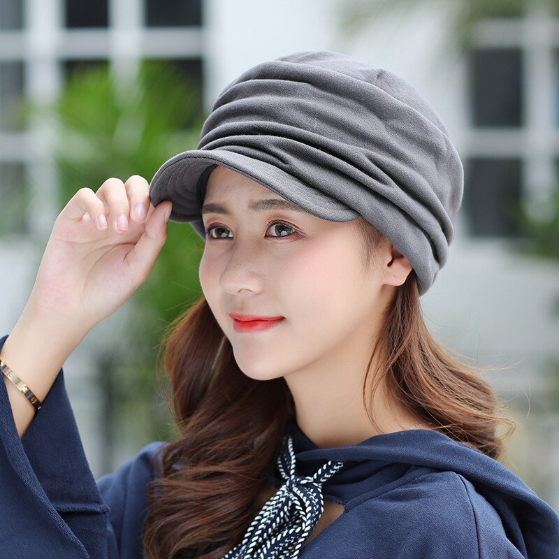 New Women Winter Hat Warm Visors Knitted Hats For Woman Female Girls Black Simple Cap Autumn And Winter Ladies Fashion Hat