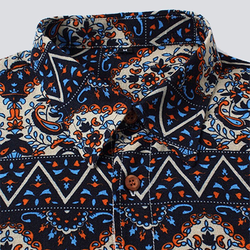 VISADA JAUNA Men's Shirt 2017 New Fashion Long Sleeve Floral Patchwork Slim Fit High Quality Turn-down Collar Shirts 5XL N525