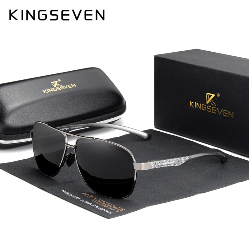 KINGSEVEN 2021 Brand Men Aluminum Sunglasses Polarized UV400 Mirror Male Sun Glasses Women For Men Oculos de sol