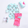 2020 Baby Girl Clothes 4pcs Clothing set Pink Cotton Romper White Dot Pant Heart Shoes Cuties Hat Newborn Clothes