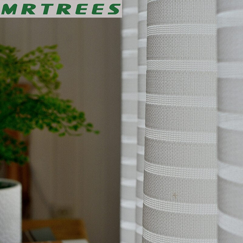 Jacquard Striped Sheer Curtains for Living Room Tulle Curtains in the Bedroom Home Decoration Curtain Drapes on the Window