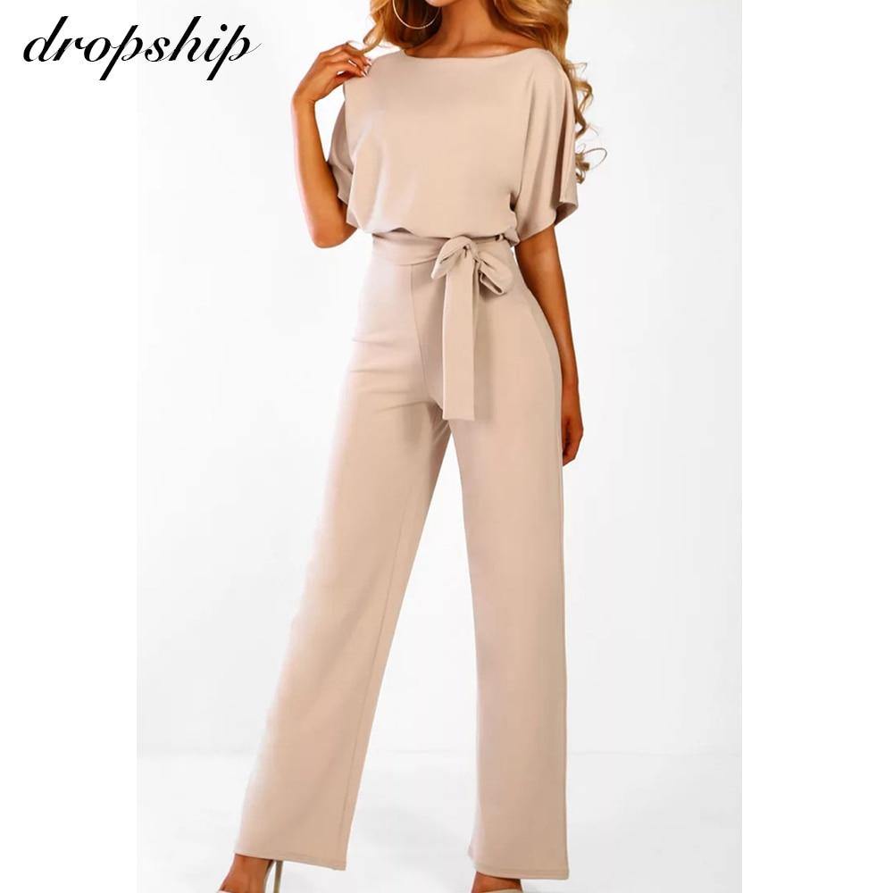 Dropship Jumpsuit Rompers Womens Overalls Women Jumpsuits 2019 Streetwear Plus Size Romper Spring Summer Lace-up Short Sleeve - Surprise store