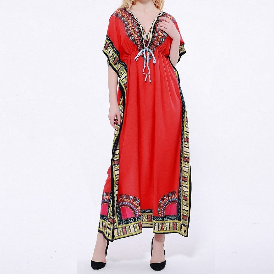 Dashikiage Women's Caftan Dress Kaftan dashiki Hippie Boho Maxi Gown Dress BUST:68cm