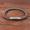 Punk Threaded Button Metal Weaving Bracelet for Men Women Stainless Steel Twining Classic Style Charm Black High Quality