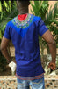 Blue Dashiki T Shirt Men 2018 Brand New African 3D Print Slim Fit Mens T-shirts Casual V Neck Short Sleeve Hip Hop Camisetas 3XL - Surprise store