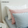 Washed Cotton Single Pillowcase White/Pink Bedroom Decorative Cute Ball Side Pillow Cases Girls Room Pillow Cover