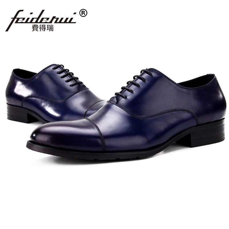 Luxury Brand Man Cap Top Formal Dress Shoes Genuine Leather Designer Party Oxfords Men's Bridal Wedding Flats For Male MG66