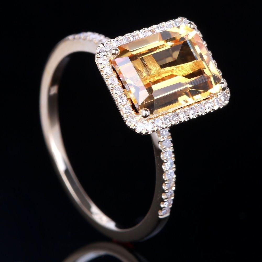 925 sterling silver Fashion yellow zircon Engagement Ring for women ladies girl big brand jewelry party gift moonso r4998
