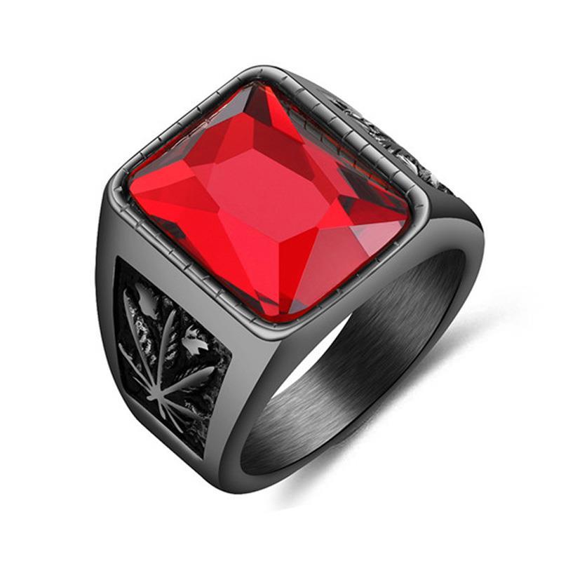 OBSEDE New Fashion 316L Stainless Steel Retro Geometric Men's Ring Austrian Crystal Male Jewelry High Quality Gift for Boyfriend