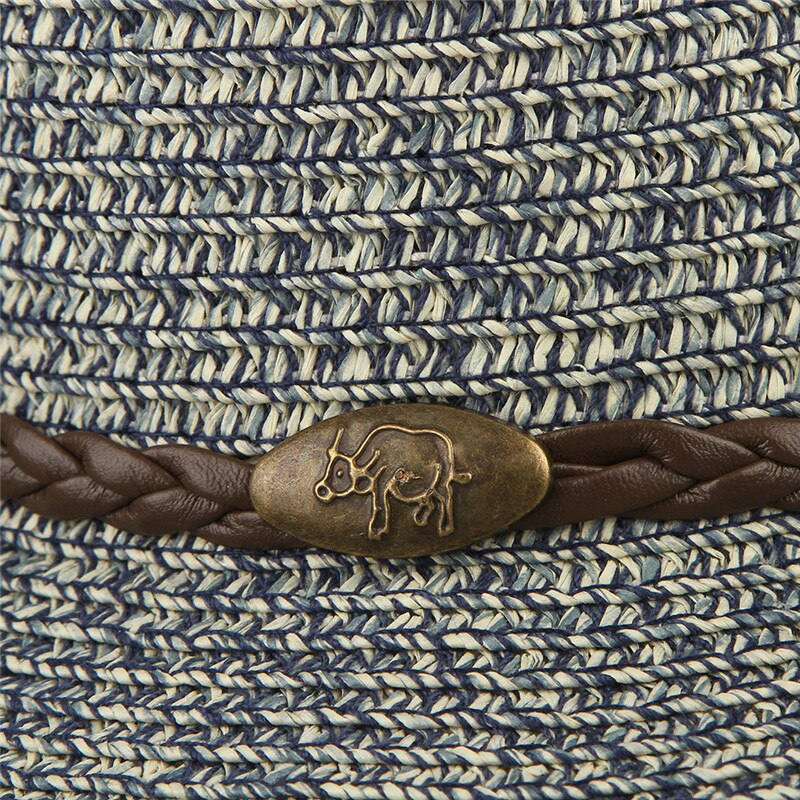GEMVIE Western Cowboy Sun Hat Wind Lanyard For Men Women Wide Brim Straw Hat Beach Cap Panama Fishing Fisherman Cap Summer Hats