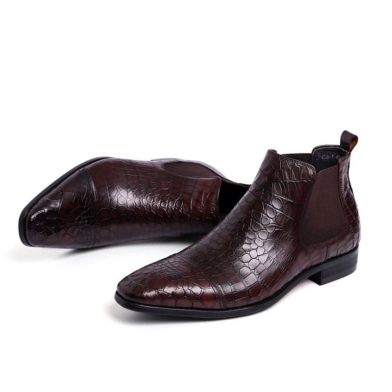 Sipriks Mens Cowboy Boots Imported Italian Tan Leather Chelsea Boots Dress Shoes Crocodile Leather Stretch Ankle Boot Red Bottom
