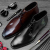 Classic Man Handmade Formal Dress Shoes Genuine Leather Round Toe Lace up Men's High-Top Cowboy Riding Ankle Boots SS403