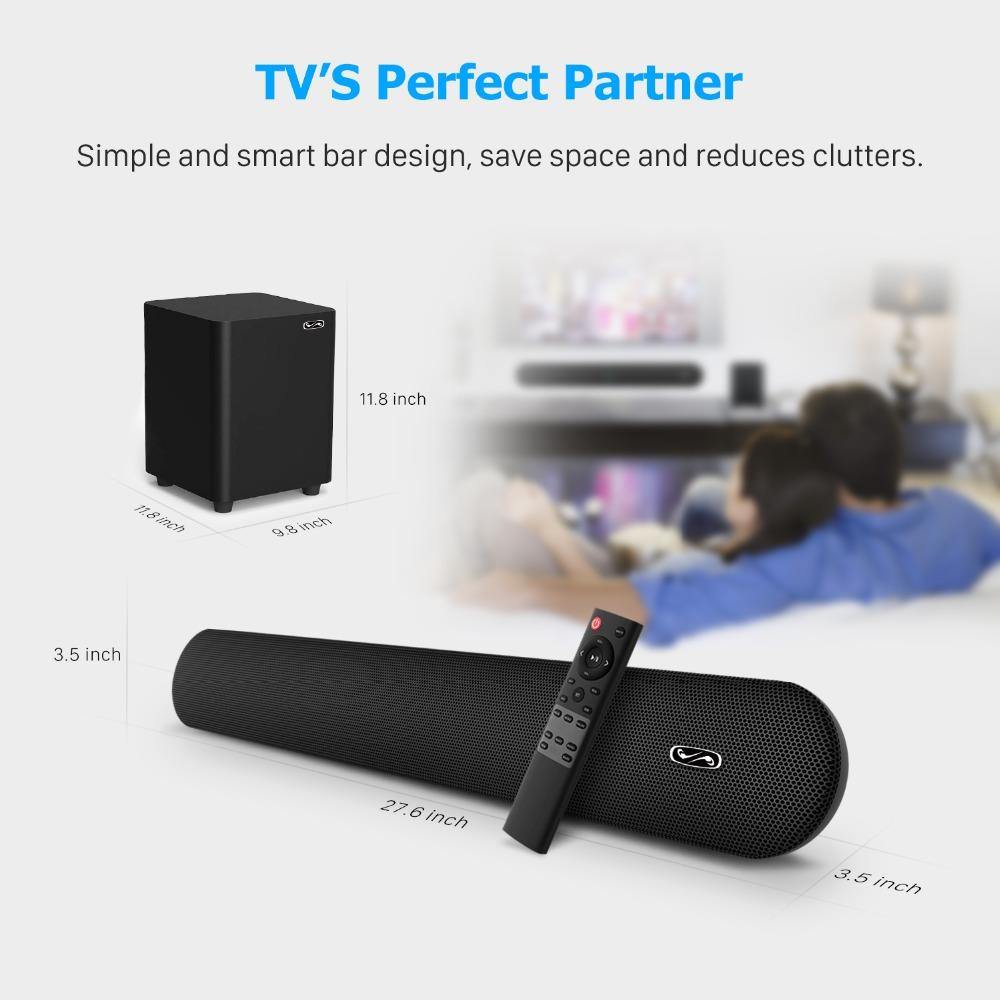100W TV SoundBar Wireless Bluetooth Speaker Home Theater System Sound Bar 3D Surround >80 dB Remote Control With Wall Mount - Surprise store