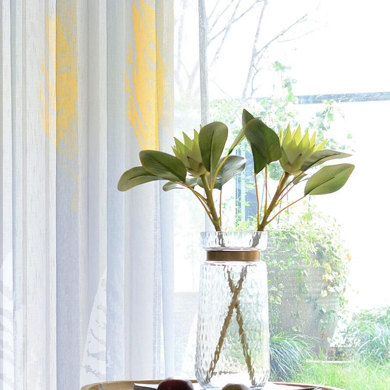 Shadow Modern Leaves Printed Curtains Bedroom Sheer Curtains for Living Room gray curtains Tulle Window Drapes P205D3