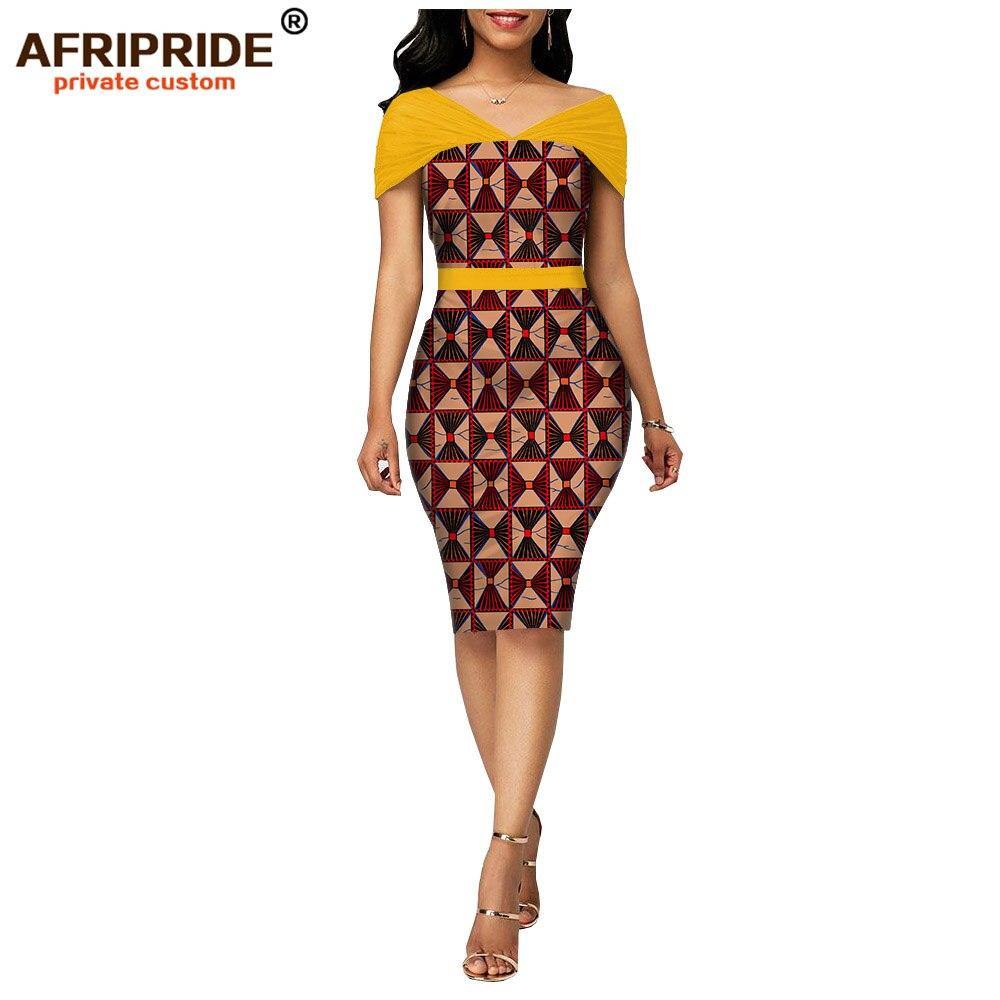 African wax summer bodycon dresses for women AFRIPRIDE tailor made adjustable sleeves knee length women party dress A1925006 - Surprise store