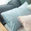 Washed Cotton Single Pillowcase White/Pink Bedroom Decorative Cute Ball Side Pillow Cases Girls Room Pillow Cover