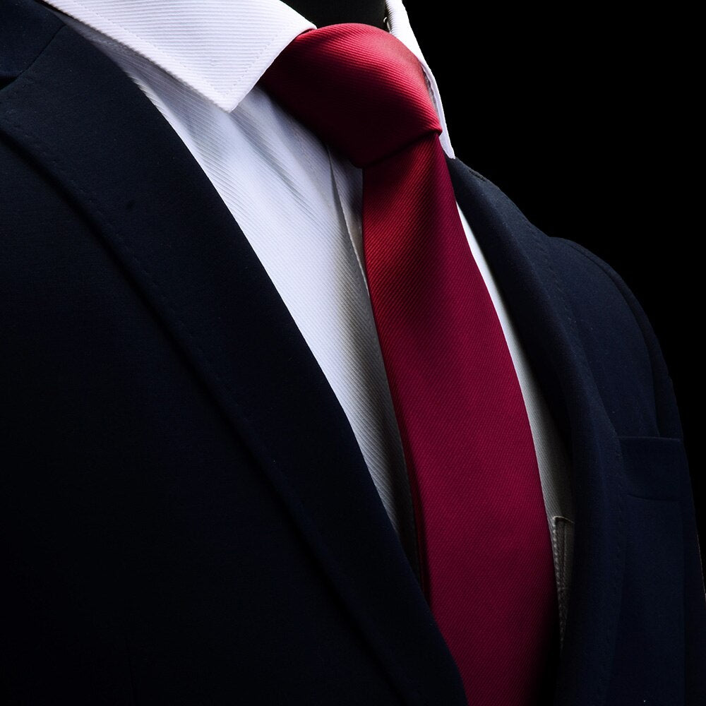 GUSLESON Quality Jacquard Woven Silk Solid Tie for Men 8cm Classic Plain Necktie Red Navy Gold Yellow Ties for Wedding Business