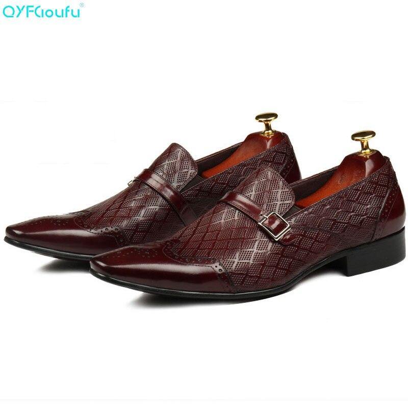 QYFCIOUFU Flat Italy Handmade formal shoes men Fashion Party Wedding Office Male Dress Shoe Genuine Leather oxford shoes for men - Surprise store