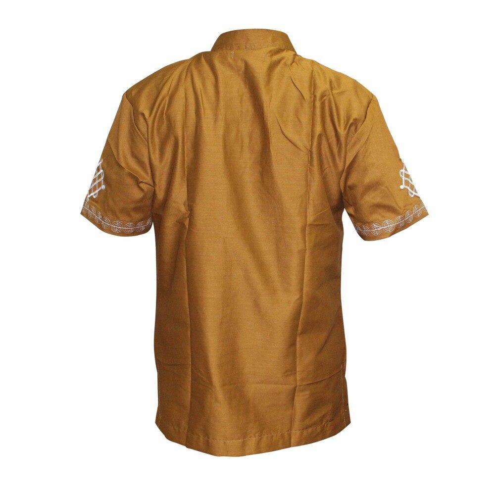 Mr Hunkle Men's Embroidery Shirt Summer and Autumn Short Sleeve Casual Shirts Mandarin Collar Men's Clothing With Single Button - Surprise store