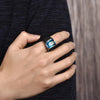 OBSEDE New Fashion 316L Stainless Steel Retro Geometric Men's Ring Austrian Crystal Male Jewelry High Quality Gift for Boyfriend