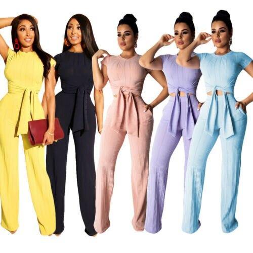 Women's 2 Piece Short Sleeve Top Sexy Slim Casual Set - Surprise store