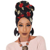 Print turban traditional African headscarf women headtie print headwrap with earring - Surprise store
