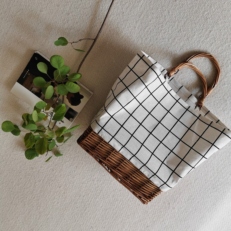 Summer New Woven Bucket Bags For Women Handbag 2020 Casual Large Capacity Simple Handbags Female Shouder Travel Bag Wild Totes