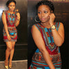 2019 Hot Traditional Print Dashiki African Dresses Elegant Women Retro Red Sexy Short Summer Dress Robe Africaine Bazin Riche