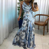 Women Floral Maxi Long Dress Ladies Sleeveless Floor Length Striped Spaghetti Strap Big Swing Dress 2019 New