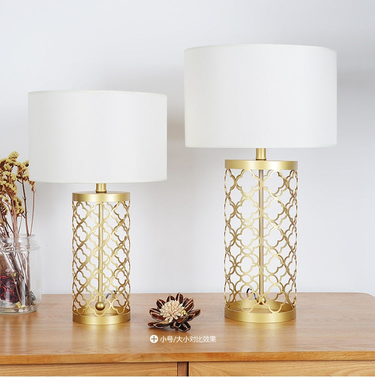 High Quality Simple Warm Golden Table Lamps Retro Creative American Style Lighting For Bedroom Foyer Hotel Decorative Lights