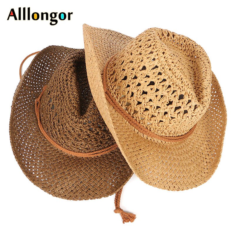 Western Cowboy Hat Men Panama Outdoor 2021 Summer Beach Cap Women Sombrero Vaquero Hombre Chapeu Wide brim Men's Straw Sun Hat