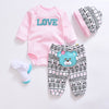 2020 Baby Girl Clothes 4pcs Clothing set Pink Cotton Romper White Dot Pant Heart Shoes Cuties Hat Newborn Clothes