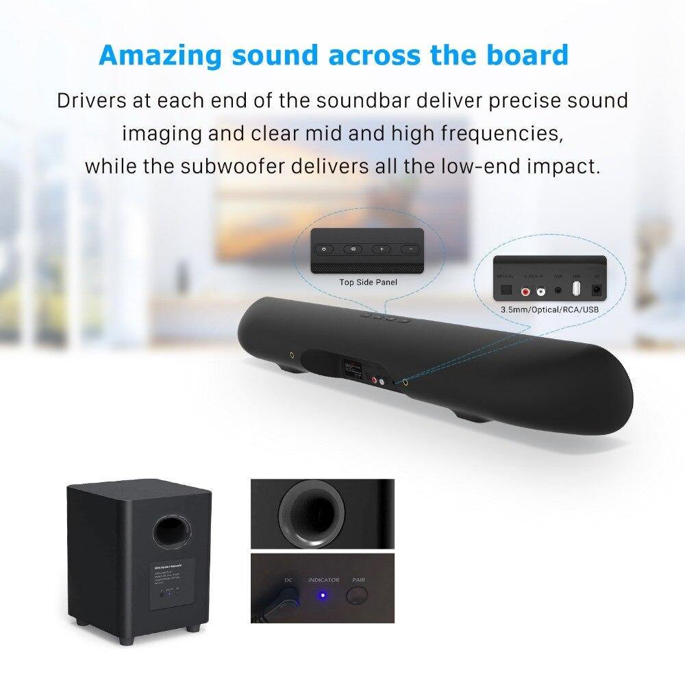 100W TV SoundBar Wireless Bluetooth Speaker Home Theater System Sound Bar 3D Surround >80 dB Remote Control With Wall Mount - Surprise store