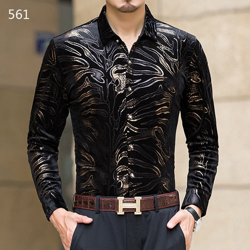 Mu Yuan Yang New men long sleeved shirts with high quality flannel black shirt slim fit mens clothing 50 % off big size 3XL