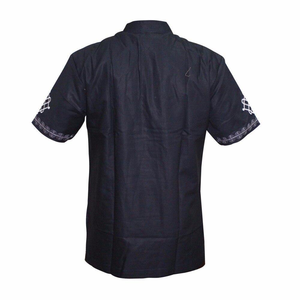 Mr Hunkle Men's Embroidery Shirt Summer and Autumn Short Sleeve Casual Shirts Mandarin Collar Men's Clothing With Single Button - Surprise store