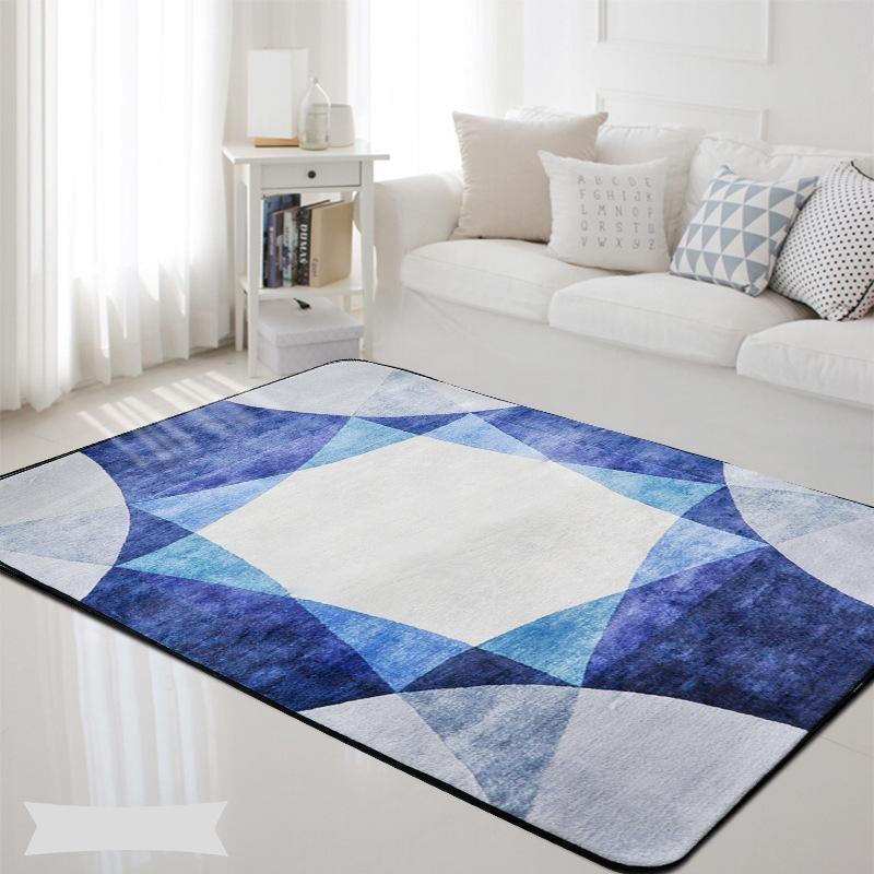 Geometric Nordic Blue Grey Printed Rectangle Carpet Rugs Living Room Bedroom Tapete Non-Slip Children Kids Soft Play Floor Mats - Surprise store