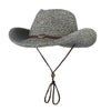 GEMVIE Western Cowboy Sun Hat Wind Lanyard For Men Women Wide Brim Straw Hat Beach Cap Panama Fishing Fisherman Cap Summer Hats
