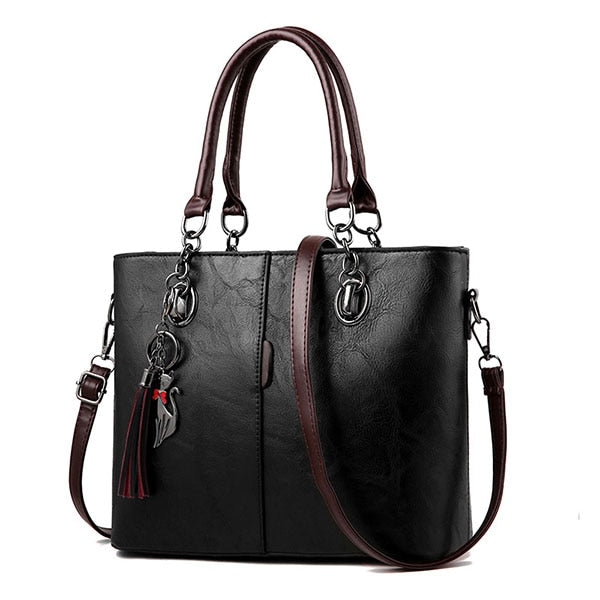 Luxury Handbags Women Bags Designer Solid Leather Tassel Crossbody Shoulder Bags For Women Messenger Ladies Hand Bag