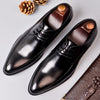 Classic Man Formal Dress Derby Office Shoes Genuine Leather Handmade Wedding Party Flats Pointed Toe Men's Basic Footwear SS367