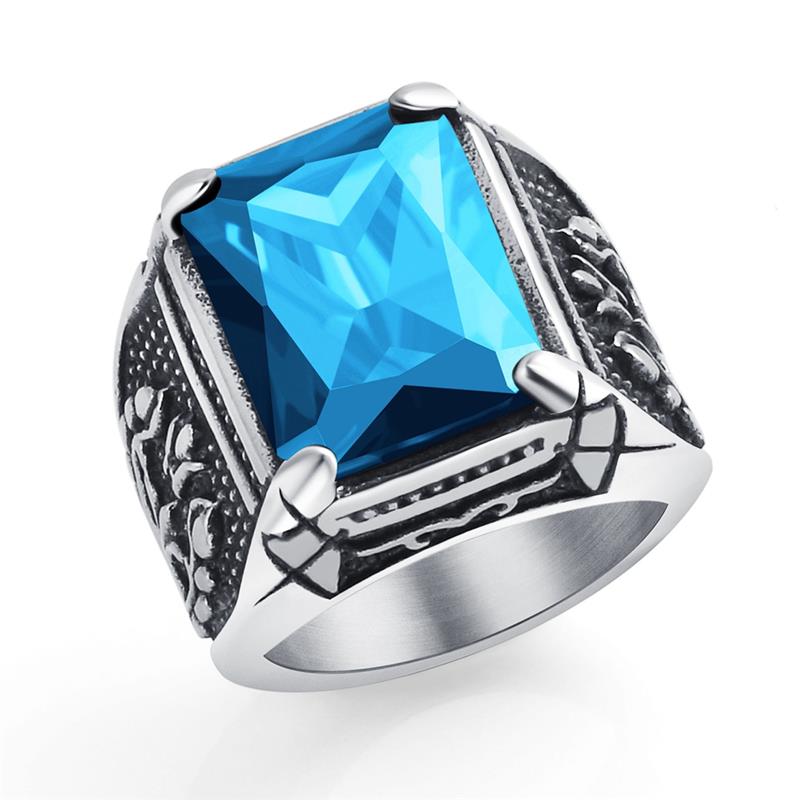 OBSEDE New Fashion 316L Stainless Steel Retro Geometric Men's Ring Austrian Crystal Male Jewelry High Quality Gift for Boyfriend