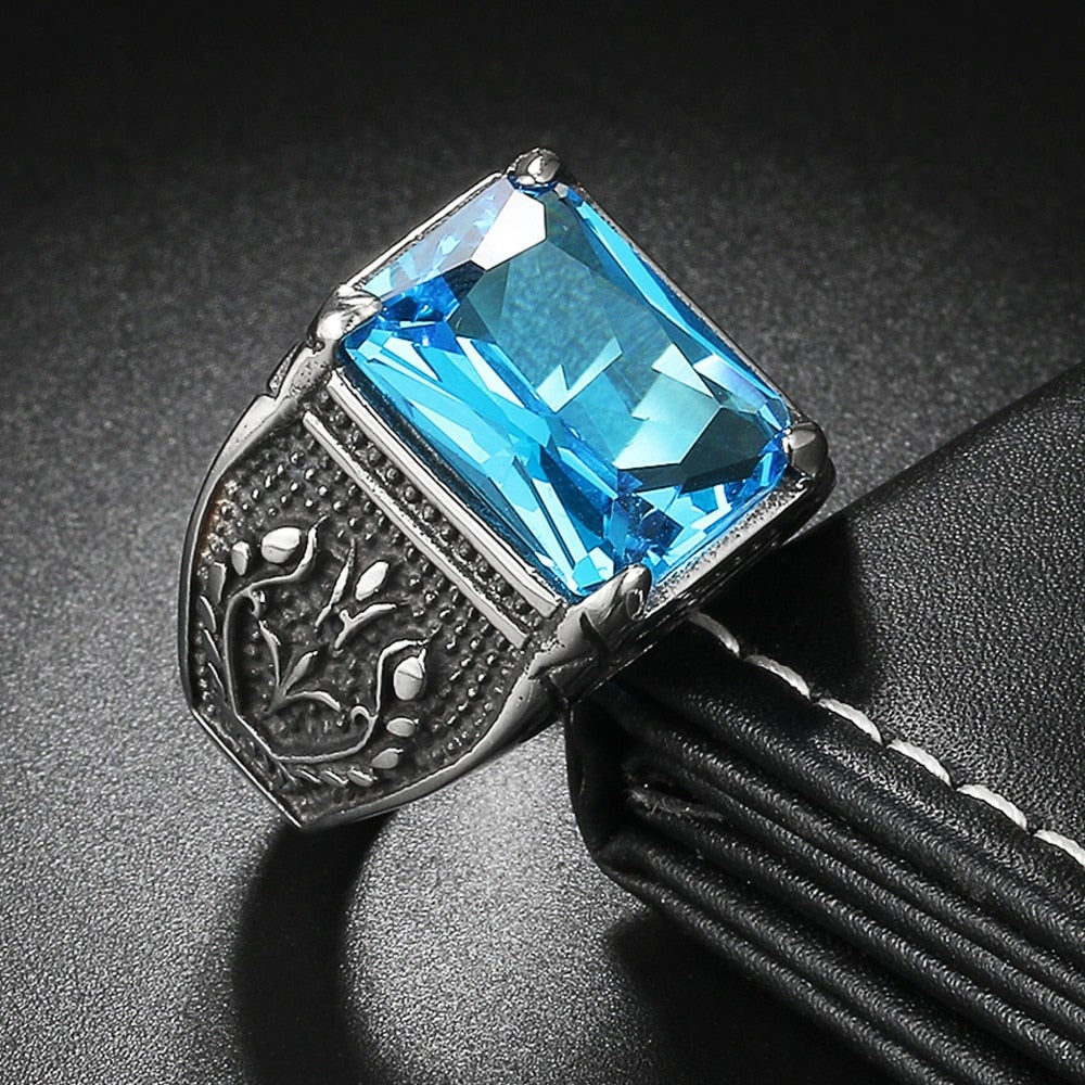 OBSEDE New Fashion 316L Stainless Steel Retro Geometric Men's Ring Austrian Crystal Male Jewelry High Quality Gift for Boyfriend
