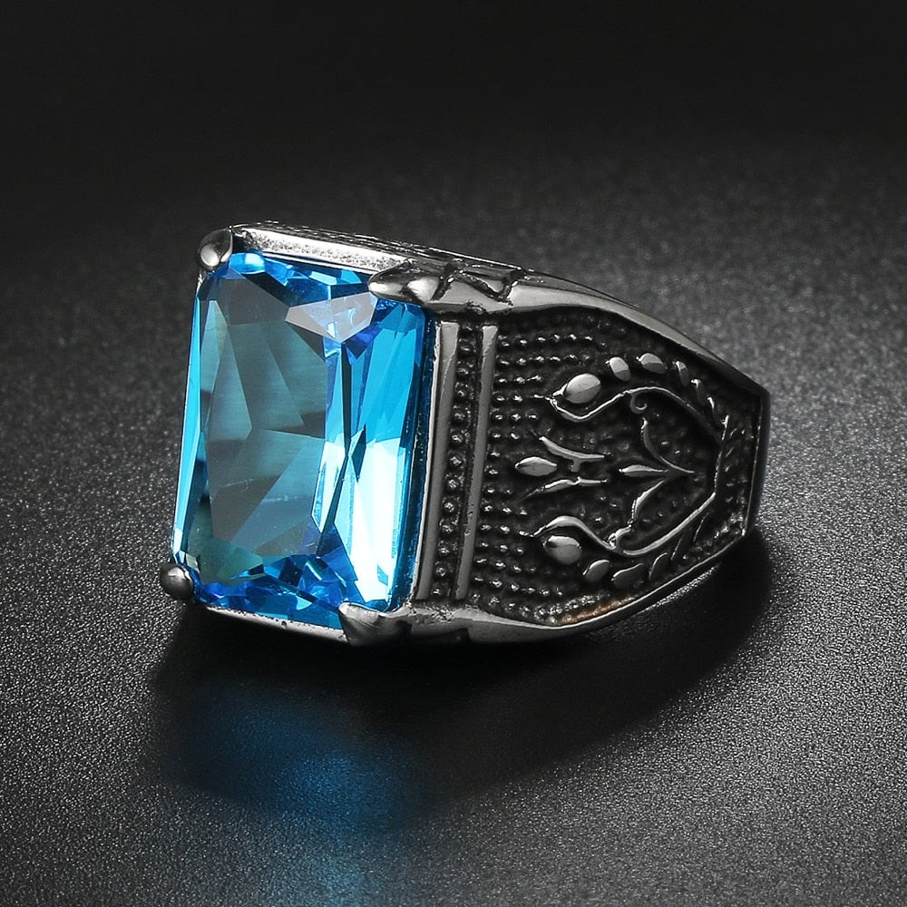 OBSEDE New Fashion 316L Stainless Steel Retro Geometric Men's Ring Austrian Crystal Male Jewelry High Quality Gift for Boyfriend