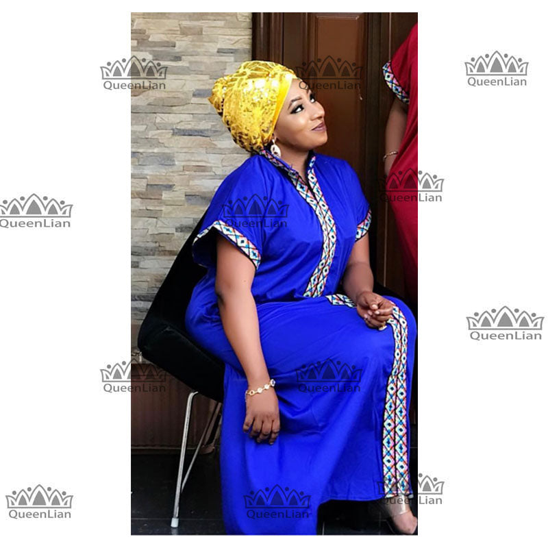 2019 SPring Traditional African Collar Long Dress bazin CLothing Women Print Loose Size with  Dashiki Dress For Lady (CP06#)
