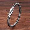 Punk Threaded Button Metal Weaving Bracelet for Men Women Stainless Steel Twining Classic Style Charm Black High Quality