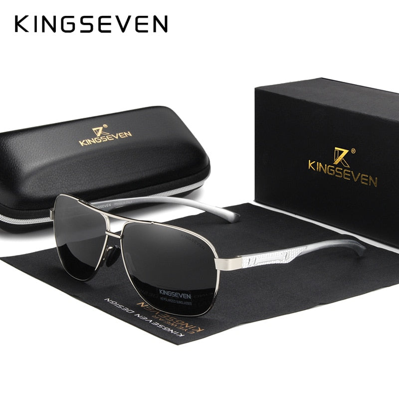 KINGSEVEN 2021 Brand Men Aluminum Sunglasses Polarized UV400 Mirror Male Sun Glasses Women For Men Oculos de sol